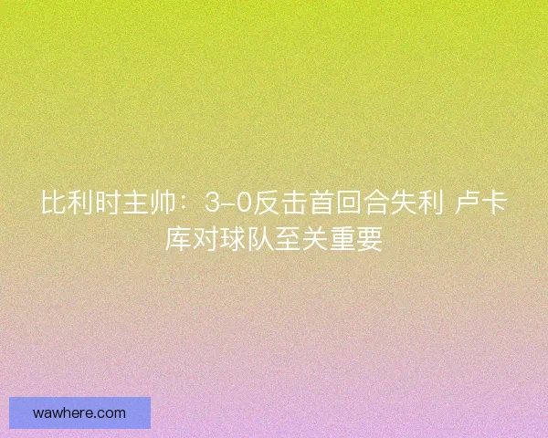 比利时主帅：3-0反击首回合失利 卢卡库对球队至关重要
