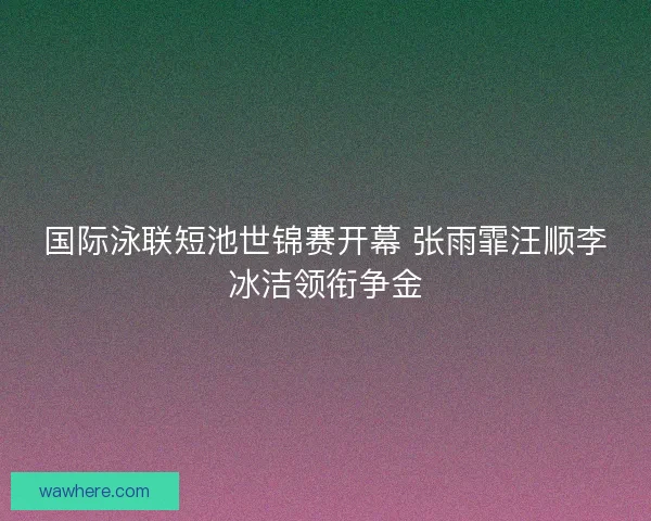 国际泳联短池世锦赛开幕 张雨霏汪顺李冰洁领衔争金