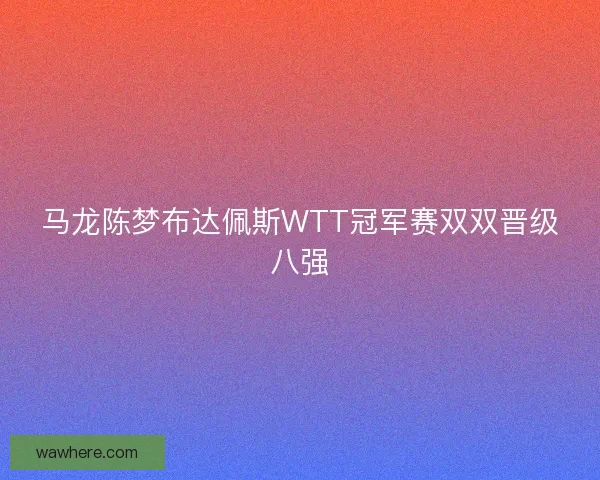 马龙陈梦布达佩斯WTT冠军赛双双晋级八强